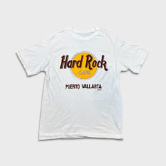 Vintage 90s Hard Rock Cafe T Shirt Mens Small White Puerto Vallarta Single Stitch Tee
