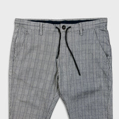 Projek Raw Plaid Bungee Pants Mens 38x30 Gray Drawstring Taper Leg Casual Trouser