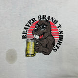 Vintage 1992 Beaver Brand Condoms T Shirt Mens Large White USA Single Stitch Humour