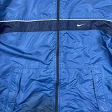 Vintage Y2K Nike Sportswear Jacket Mens 2XL Blue Swoosh Spell Out Full Zip Bomber Coat