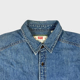 Vintage 90s Levi's Denim Shirt Mens Medium Blue Double Pocket Sleeveless Button Up Vest