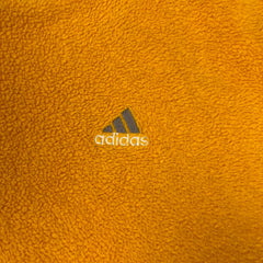 Vintage 90s Adidas Essential Fleece Mens XL Yellow 3 Stripe Spell Out Pullover Jacket