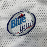 Vintage 90s Labatt Blue Light Baseball Jersey Mens Large White Mesh Button Up Promo