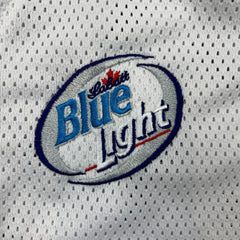 Vintage 90s Labatt Blue Light Baseball Jersey Mens Large White Mesh Button Up Promo