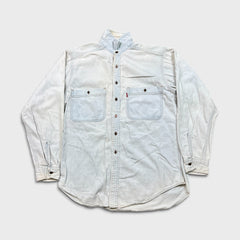 Vintage 90s Levi's Denim Shirt Mens Medium White Casual Western Button Up