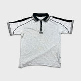 Vintage 90s Umbro by Descente Polo Shirt Mens Medium Gray 1/4 Zip Spell Out