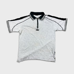 Vintage 90s Umbro by Descente Polo Shirt Mens Medium Gray 1/4 Zip Spell Out
