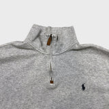Polo Ralph Lauren Sweatshirt Mens XL Gray Pony 1/4 Zip Casual Pullover Sweater