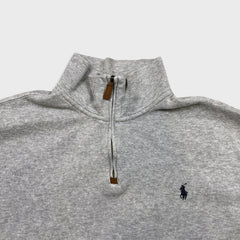 Polo Ralph Lauren Sweatshirt Mens XL Gray Pony 1/4 Zip Casual Pullover Sweater