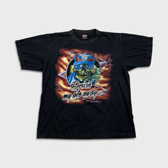 Vintage 90s 3D Emblem Truckers Only T Shirt Mens Large Black Drivin Life Away Tee