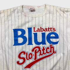Vintage 1990 Labatt's Blue Beer Sweatshirt Mens Large White Slo-Pitch Baseball Crewneck