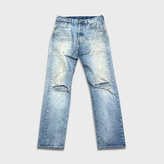 Levi's 501 Jeans Mens 31x32 Blue Original Fit Straight Distressed Denim Pants