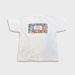 Vintage Y2K Intier Automotive T Shirt Mens XL White World Flag Many Nations One Team