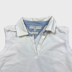 Tommy Hilfiger Sleeveless Polo Shirt Womens Medium White Stretch Tank Top