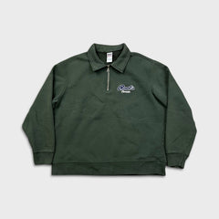 Vintage 90s Roots Athletics Sweatshirt Mens Large Green 1/4 Zip Faded Pullover