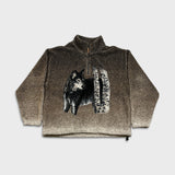 Vintage 90s Northern Elements Wolf Fleece Mens XL Brown 1/4 Zip Deep Pile Animal Nature Jacket