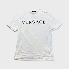 Versace T Shirt Mens Medium White Spell Out Medusa Logo Short Sleeve Tee