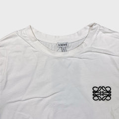 Loewe T Shirt Mens Large White Embroidered Anagram Logo Short Sleeve Tee