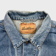 Levi's Strauss Signature Denim Jacket Mens Medium Blue Light Wash Faded Trucker
