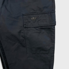 Adidas Blue Version Cargo Pants Mens Small Black 3 Stripe Trefoil Taper Leg