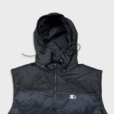 Vintage 90s Starter Vest Jacket Mens Large Black Full Zip Puffer Down