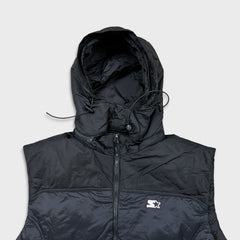 Vintage 90s Starter Vest Jacket Mens Large Black Full Zip Puffer Down