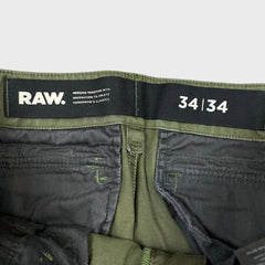 G-Star Raw Pants Mens 34x34 Green Rovic Zip 3D Straight Tapered Utility Cargo