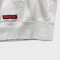 Vintage Y2K Quiksilver Hoodie Mens Small White Full Zip Surf Skater Hooded Sweater