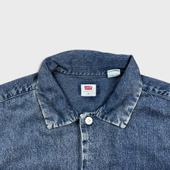 Levi's Denim Shirt Mens Medium Blue Dark Wash Casual Western Jean Button Up