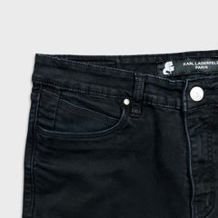 Karl Lagerfeld Paris Jeans Mens 34x27 Black Dark Wash Slim Taper Stretch Denim Pants
