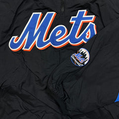 Vintage Majestic New York Mets Jacket Mens XL Black MLB Baseball 1/4 Zip 90s Pullover