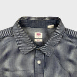 Levi's Long Sleeve Worker Shirt Mens Large Blue Washington Stripe Relaxed Denim