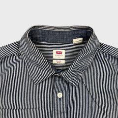 Levi's Long Sleeve Worker Shirt Mens Large Blue Washington Stripe Relaxed Denim