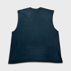 Vintage Y2K Gildan Blank Sleeveless Mens 2XL Black Sun Faded Washed