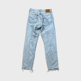 Levi's Wedgie Jeans Womens 27x28 Blue Slim Straight Fit Frayed Leg Distressed Denim Pants