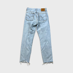 Levi's Wedgie Jeans Womens 27x28 Blue Slim Straight Fit Frayed Leg Distressed Denim Pants