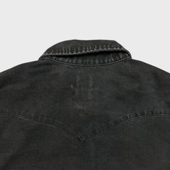Levi's Denim Shirt Mens Medium Black Dark Wash Casual Western Pearl Snap