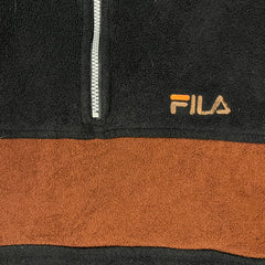 Vintage 90s Fila Fleece Mens 2XL Black Outdoor 1/4 Zip Pullover Jacket