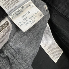 Levi's 512 Jeans Men 34x32 Black Slim Taper Leg Dark Wash Distress Stretch Denim Pants