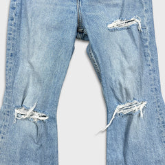 Levi's 70s Style High Flare Jeans Womens Size 26 Blue Light Wash Distressed Denim Pants