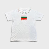 Vintage 1996 UEFA Euro Bulgaria T Shirt Mens Medium White Collar Print Soccer Tee