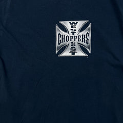 Vintage Y2K West Coast Choppers Long Sleeve Shirt Mens XL Blue Long Beach CA Faded