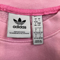 Adidas Originals Sweatshirt Womens Large Pink Cropped Center Trefoil Pullover