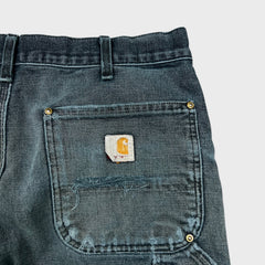 Vintage 90s Carhartt Pants Mens 34x34 Black Original Fit Double Knee Distressed USA