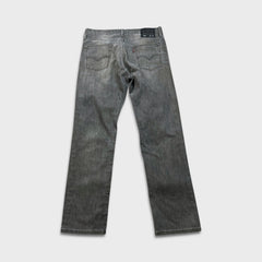 Levi's 514 Jeans Mens 33x32 Gray Slim Straight Fit Stone Wash Faded Denim Pants