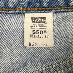 Vintage 90s Levi's 550 Jeans Mens 32x30 Blue Relaxed Fit Light Wash Baggy Denim Pants