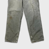 Carhartt B159 Pants Mens 34x32 Green Loose Fit Canvas Carpenter Workwear Dungaree
