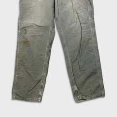 Carhartt B159 Pants Mens 34x32 Green Loose Fit Canvas Carpenter Workwear Dungaree