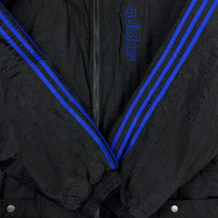 Vintage 90s Adidas Jacket Mens Large Black Stripe Spell Out Oversized Coat