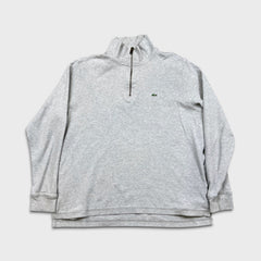 Lacoste Sweatshirt Mens Large Gray 1/4 Zip Long Sleeve Preppy Pullover